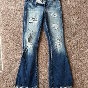 Parker Blue Distressed Flare Jeans